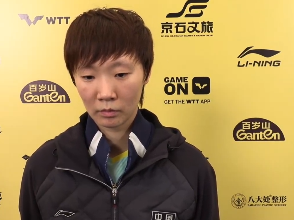 王曼昱4-1张本美和采访：感觉到新变化寻求办法，女双延续好状态